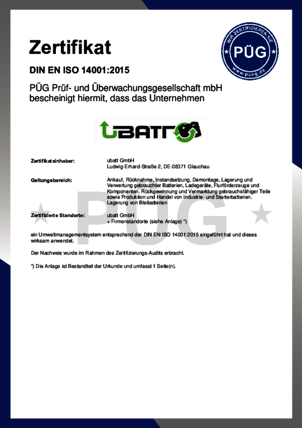 Zertifikat 14001 Zertifikat 14001